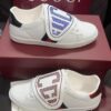 sy_no_BC8106A8DE57409D19499546F5F3EFE0_8 Gucci White Leather Low-Top Sneaker with Large Crystal Logo Flap