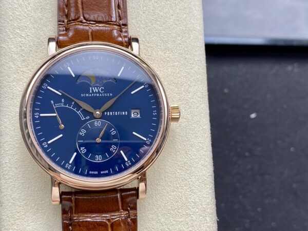 IWC Botao Fino series manual mechanical movement, waterproof date display, power reserve display, men's watch, Swiss watch 45mm