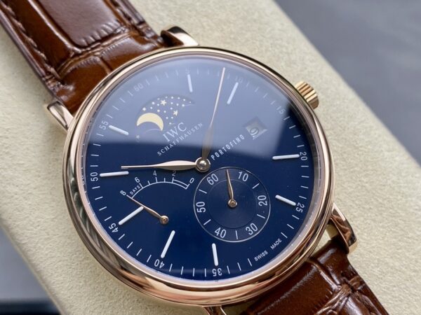 IWC Botao Fino series manual mechanical movement, waterproof date display, power reserve display, men's watch, Swiss watch 45mm