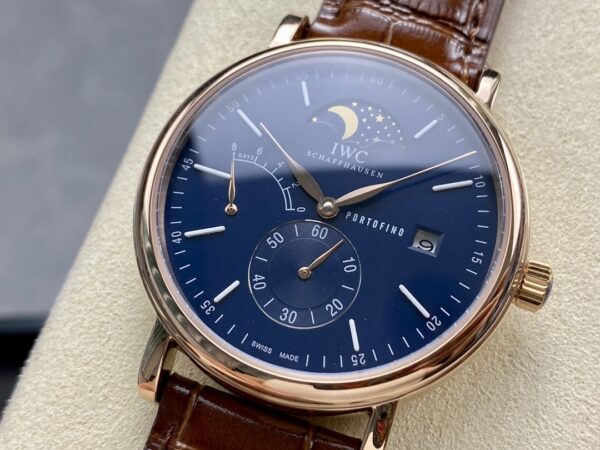 IWC Botao Fino series manual mechanical movement, waterproof date display, power reserve display, men's watch, Swiss watch 45mm