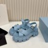 sy_no_BD510FB83BFDC48F53E036898192A523_1 Prada Dusty Blue Triangle Logo Gear Platform Sandal