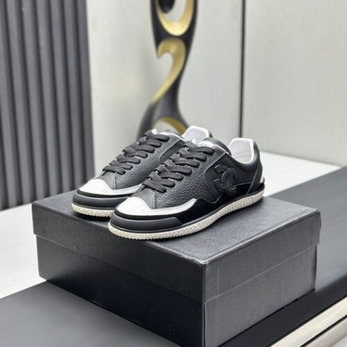 Chanel Black & White Mixed-Leather Low-Top Sneaker Black-White-Leather-Sneaker