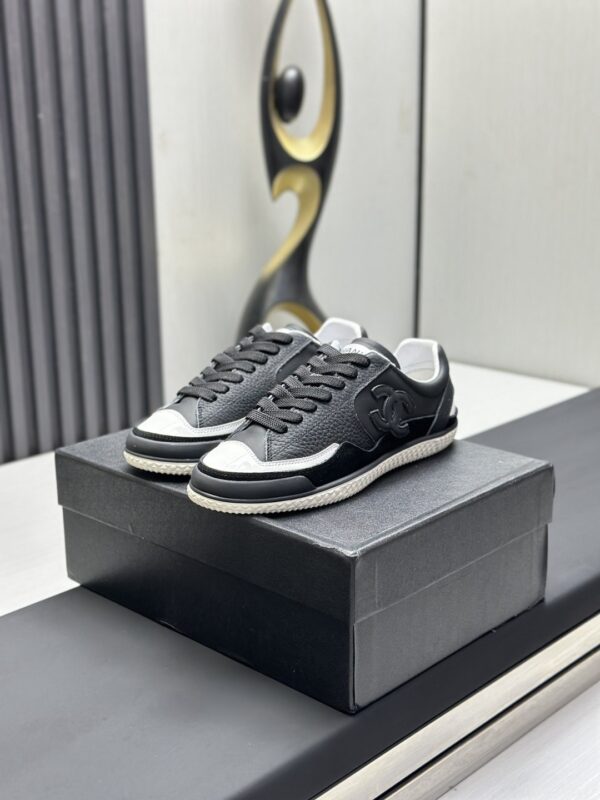 Chanel Black & White Mixed-Leather Low-Top Sneaker Black-White-Leather-Sneaker