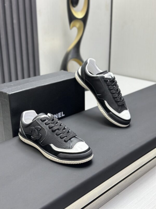 Chanel Black & White Mixed-Leather Low-Top Sneaker Black-White-Leather-Sneaker