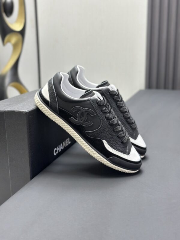 Chanel Black & White Mixed-Leather Low-Top Sneaker Black-White-Leather-Sneaker