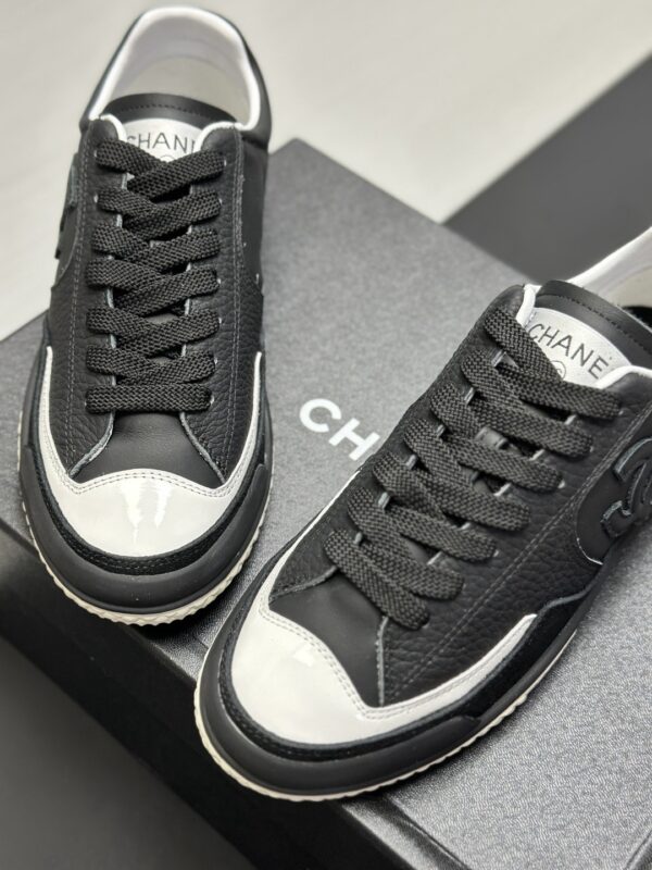 Chanel Black & White Mixed-Leather Low-Top Sneaker Black-White-Leather-Sneaker