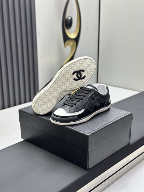 Chanel Black & White Mixed-Leather Low-Top Sneaker Black-White-Leather-Sneaker