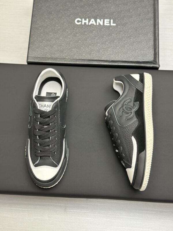 Chanel Black & White Mixed-Leather Low-Top Sneaker Black-White-Leather-Sneaker