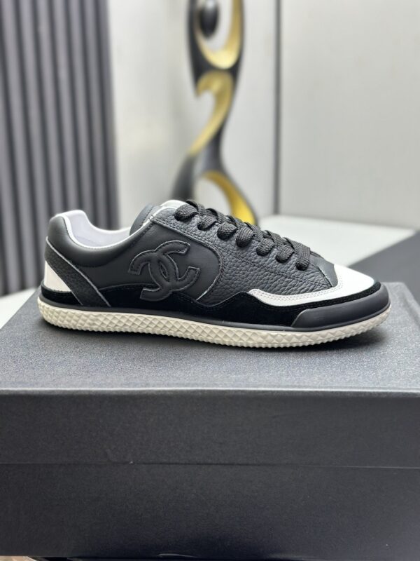 Chanel Black & White Mixed-Leather Low-Top Sneaker Black-White-Leather-Sneaker