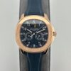 Patek Philippe rose gold Aquamarine watch, 39.9mm diameter, perpetual calendar, automatic movement, 25-year unisex model.
