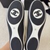 sy_no_BF7CC282A9A113B66A93CE065E6B9981_5 Chanel White Knit and Suede Slip-On Low-Top Sneaker with Speckled Laces and CC Logo