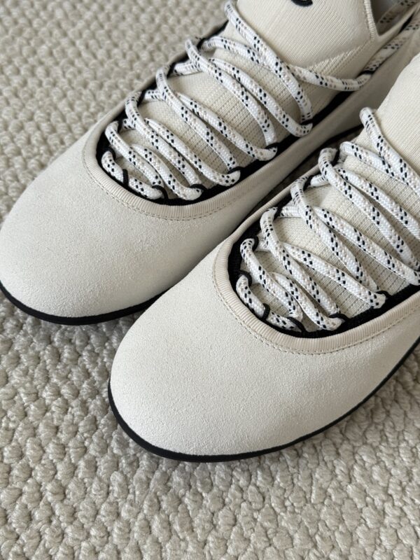 sy_no_BF7CC282A9A113B66A93CE065E6B9981_6 Chanel White Knit and Suede Slip-On Low-Top Sneaker with Speckled Laces and CC Logo