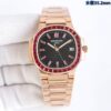 Patek Philippe Sport Elegance NAUTILUS Series Automatic Mechanical Movement 30 meter Waterproof Date Display Set Ruby bezel