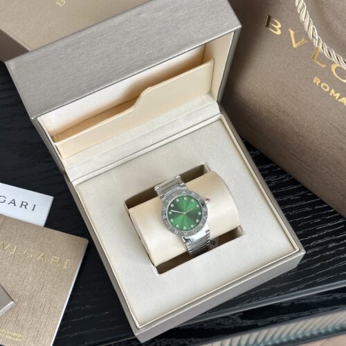 BVLGARI watch quartz movement stainless steel strap 33mm green dial