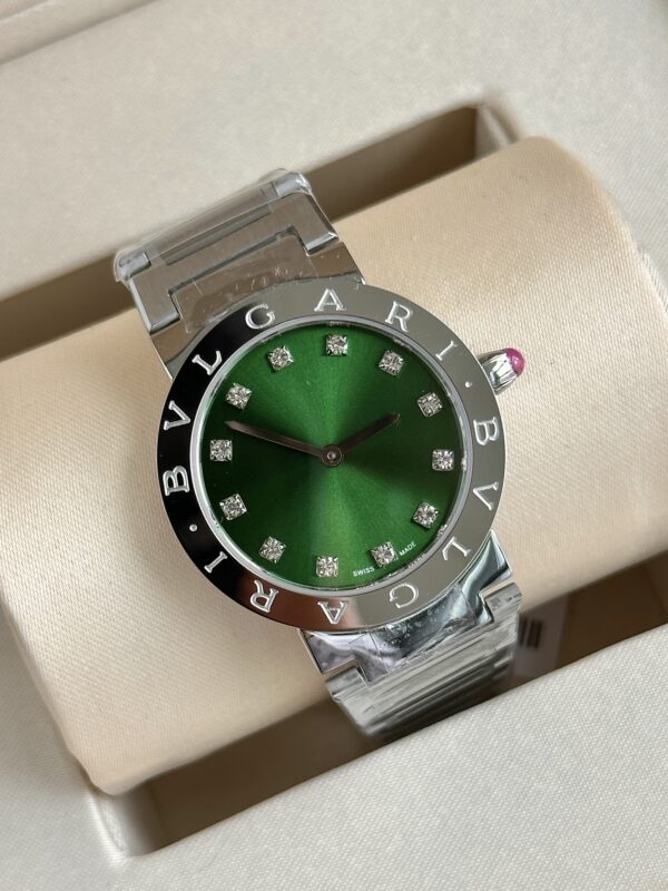 sy_no_C1A32E7888BAB73C0E9653AD73F79B92_2 BVLGARI watch quartz movement stainless steel strap 33mm green dial