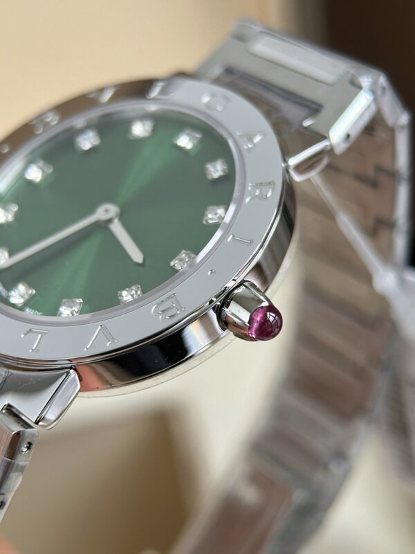 sy_no_C1A32E7888BAB73C0E9653AD73F79B92_4 BVLGARI watch quartz movement stainless steel strap 33mm green dial