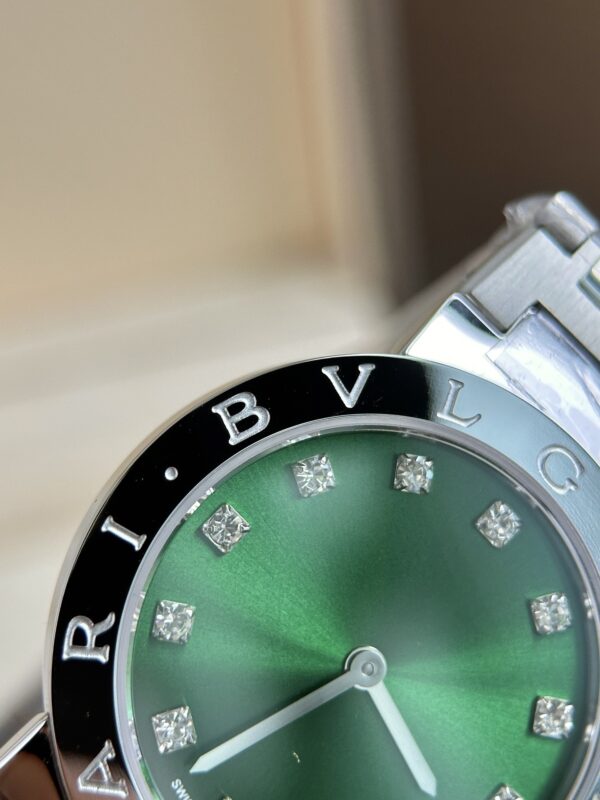 sy_no_C1A32E7888BAB73C0E9653AD73F79B92_5 BVLGARI watch quartz movement stainless steel strap 33mm green dial