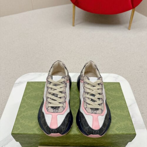 sy_no_C291AC7765B33CF35043C26F9D1EEEB9_0 Gucci Rhyton GG Canvas Sneaker in Black, Beige & Pink