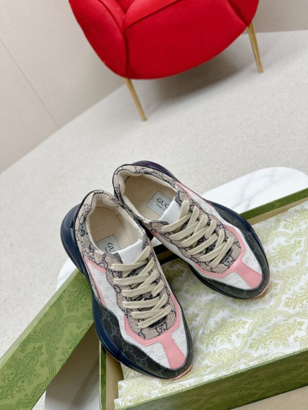 sy_no_C291AC7765B33CF35043C26F9D1EEEB9_5 Gucci Rhyton GG Canvas Sneaker in Black, Beige & Pink