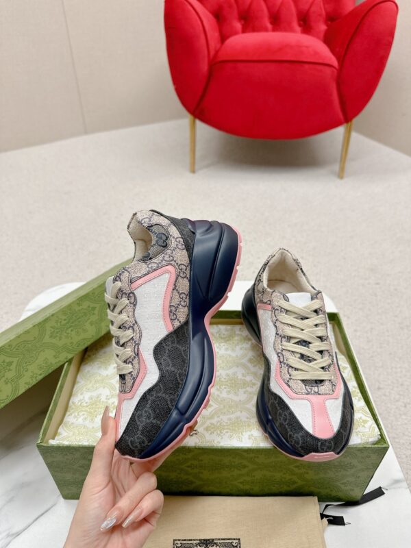 sy_no_C291AC7765B33CF35043C26F9D1EEEB9_6 Gucci Rhyton GG Canvas Sneaker in Black, Beige & Pink