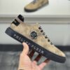 Philipp Plein Khaki Brown Crystal Hexagon-Logo Low-Top Sneaker