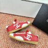 Chanel Red & White Cap-Toe Low-Top Sneaker with Red Laces