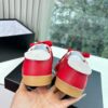 Chanel Red & White Cap-Toe Low-Top Sneaker with Red Laces