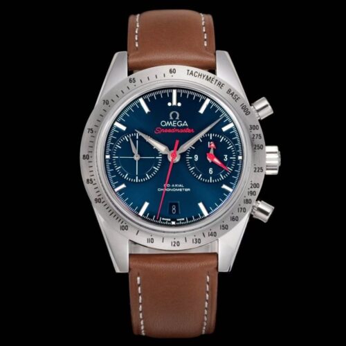 Omega Super Series Automatic Mechanical Movement 100m Waterproof Men's Watch Swiss Watch 41.5mm Blue Dial Stainless Steel Case Leather Strap