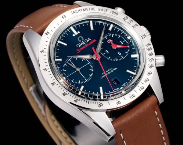 sy_no_C3F8421B9E6238574485CA6BF67FE075_2 Omega Super Series Automatic Mechanical Movement 100m Waterproof Men's Watch Swiss Watch 41.5mm Blue Dial Stainless Steel Case Leather Strap