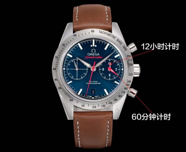sy_no_C3F8421B9E6238574485CA6BF67FE075_8 Omega Super Series Automatic Mechanical Movement 100m Waterproof Men's Watch Swiss Watch 41.5mm Blue Dial Stainless Steel Case Leather Strap