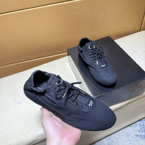 Prada Black Gathered Nylon Retro Trainer