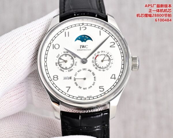 IWC Portugal series automatic mechanical movement waterproof moon phase crocodile leather strap