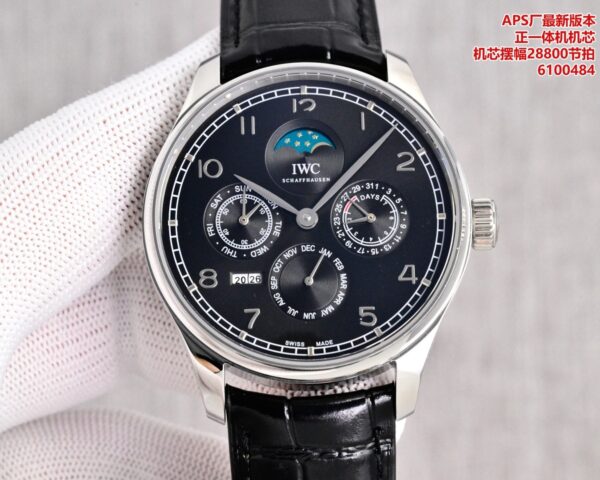 IWC Portugal series automatic mechanical movement waterproof moon phase crocodile leather strap