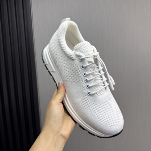 sy_no_C68421DE34EF2D6D7E452695448860D9_0 Prada White Knit Mesh Pull-Loop Chunky Casual Sneaker