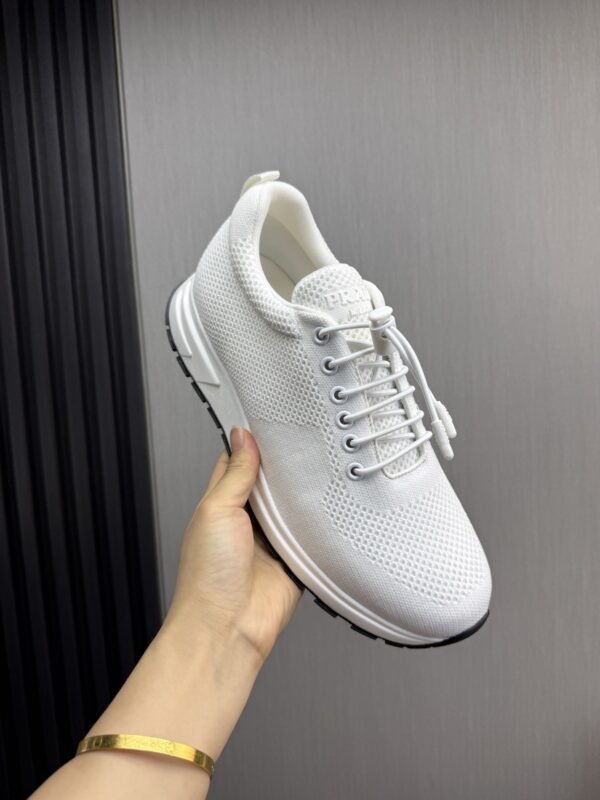sy_no_C68421DE34EF2D6D7E452695448860D9_0 Prada White Knit Mesh Pull-Loop Chunky Casual Sneaker