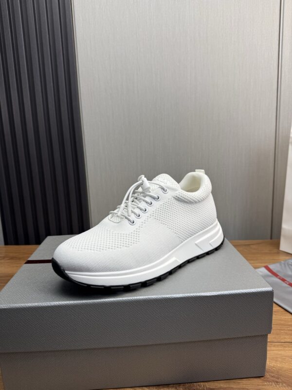 sy_no_C68421DE34EF2D6D7E452695448860D9_2 Prada White Knit Mesh Pull-Loop Chunky Casual Sneaker