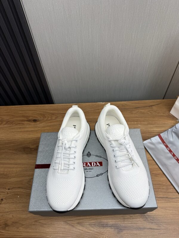 sy_no_C68421DE34EF2D6D7E452695448860D9_3 Prada White Knit Mesh Pull-Loop Chunky Casual Sneaker