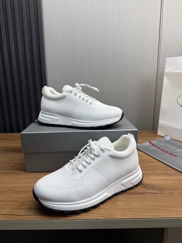 sy_no_C68421DE34EF2D6D7E452695448860D9_5 Prada White Knit Mesh Pull-Loop Chunky Casual Sneaker