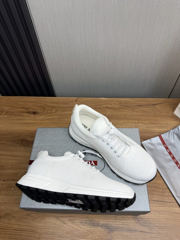 sy_no_C68421DE34EF2D6D7E452695448860D9_7 Prada White Knit Mesh Pull-Loop Chunky Casual Sneaker