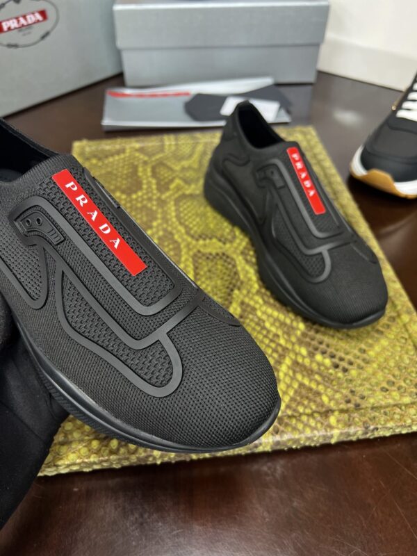 sy_no_C7382AE8A59B8FB653E6C65C272C6891_2 Prada Black Knit Red-Label Slip-On Platform Sneaker