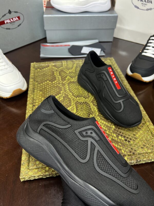 sy_no_C7382AE8A59B8FB653E6C65C272C6891_3 Prada Black Knit Red-Label Slip-On Platform Sneaker