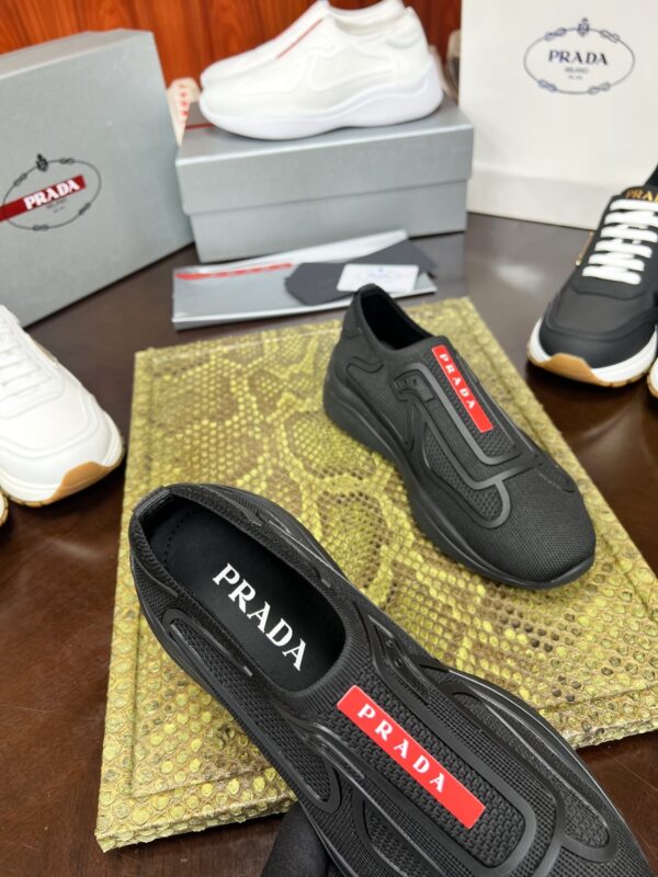 sy_no_C7382AE8A59B8FB653E6C65C272C6891_4 Prada Black Knit Red-Label Slip-On Platform Sneaker