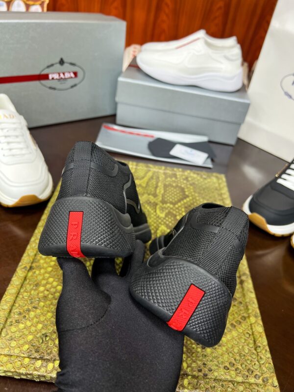 sy_no_C7382AE8A59B8FB653E6C65C272C6891_6 Prada Black Knit Red-Label Slip-On Platform Sneaker