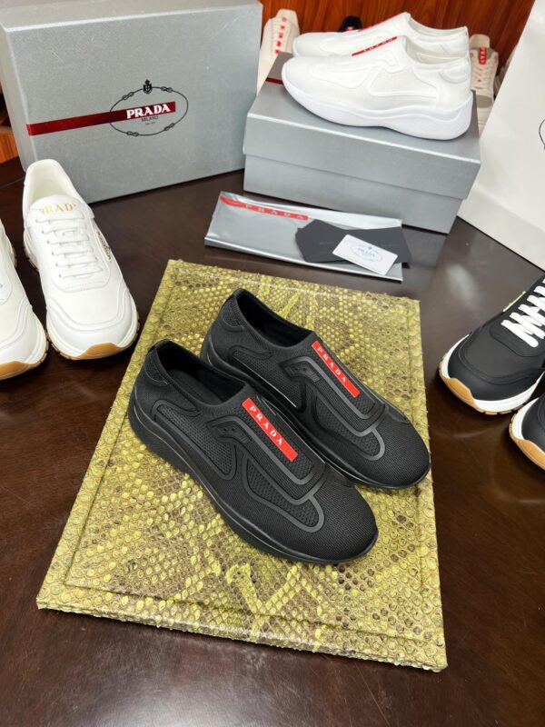 sy_no_C7382AE8A59B8FB653E6C65C272C6891_7 Prada Black Knit Red-Label Slip-On Platform Sneaker