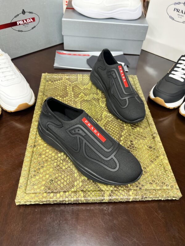 sy_no_C7382AE8A59B8FB653E6C65C272C6891_8 Prada Black Knit Red-Label Slip-On Platform Sneaker