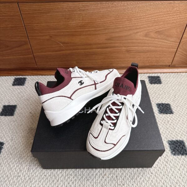 sy_no_C753C9CD92E718E9210C650783079B67_3 Chanel Textile & Knit Collar Platform Trainer White-Burgundy-Knit