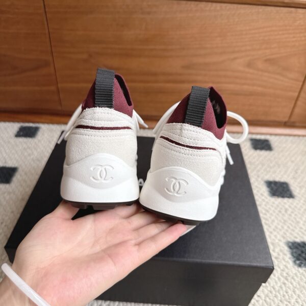 sy_no_C753C9CD92E718E9210C650783079B67_7 Chanel Textile & Knit Collar Platform Trainer White-Burgundy-Knit