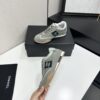 sy_no_C9327F0C6BCEBCBE3CBA892ADC399F91_2 Chanel Sage Green Suede and Mesh Low-Top Sneaker with Black Side Stripe and CC Logo