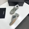 sy_no_C9327F0C6BCEBCBE3CBA892ADC399F91_4 Chanel Sage Green Suede and Mesh Low-Top Sneaker with Black Side Stripe and CC Logo