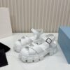 sy_no_C9ADD3A02F6444BB0F83DC03424EDD43_2 Prada White Triangle Logo Gear Platform Sandal
